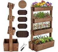 tectake® giardino verticale, fioriera da esterno in legno, orto verticale, giardino verticale, per erbe aromatiche, fiori, verdure, fioriera da balcone, porta piante85 x 45 x 140 cm - Marrone