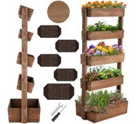 tectake® giardino verticale, fioriera da esterno in legno, orto verticale, giardino verticale, per erbe aromatiche, fiori, verdure, fioriera da balcone, porta piante81 x 52 x 180 cm - Marrone