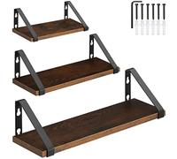 TecTake® Mensole Sospese, 3 Pezzi, Mensole Industrial, Mensole Legno, Salvaspazio, Mensole da Parete, Consolle Sospesa, Arredo Casa, Mensole Moderne - Industriale Scuro