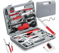 tectake® Kit Attrezzi Bicicletta, 50 Pezzi, Valigetta Attrezzi, Set Riparazione Bici, Strumenti Manutenzione, Utensili Officina, Acciaio Cromato, Manico In PVC