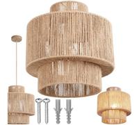 TecTake® lampada a sospensione boho chic, lampadario cucina in juta a 3 livelli, paralume intrecciato E27, plafoniera soffitto, lampadario soggiorno, salotto, arredamento casa, 40W - Ø 32 x 33 cm
