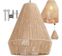 TecTake® lampada a sospensione boho chic, lampadario cucina in juta, paralume intrecciato E27, plafoniera soffitto, lampadario soggiorno, salotto, arredamento casa, 40W - Ø 40,5 x 47 cm
