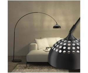 tectake® Lampada ad Arco in Acciaio, Lampada Design Regolabile, Paralume Orientabile, Piantana Design Vintage, Base Antiscivolo, Ideale per Soggiorno, Camera da Letto e Ufficio - Nero