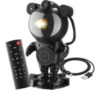 TecTake® Lampada Astronauta Cielo Stellato, Proiettore Stelle a LED, 4 Colori RGB, Altoparlante Bluetooth e Musica, Testa Girevole 360°, Telecomando, Cavo USB-C, Regalo Bambini e Adulti - Nero