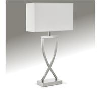 tectake® lampada da scrivania moderna, 60W, luce antiabbagliamento, paralume in tessuto, lampada da comodino struttura in ferro rivestito, base stabile, bajour comodino, design elegante - Color Nichel