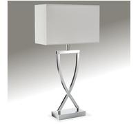 TecTake® lampada da scrivania moderna, 60W, luce antiabbagliamento, paralume in tessuto, lampada da comodino struttura in ferro rivestito, base stabile, bajour comodino, design elegante - Color Cromo