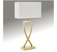 tectake® lampada da scrivania moderna, 60W, luce antiabbagliamento, paralume in tessuto, lampada da comodino struttura in ferro rivestito, base stabile, bajour comodino, design elegante - Color Ottone