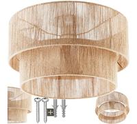 TecTake® Lampada da Soffitto Boho con Paralume a 2 Livelli, Plafoniera Led Soffitto in Fibra di Juta e Acciaio, Design Elegante, Plafoniera Moderna per Camera da Letto, Salotto, Cucina - 40W