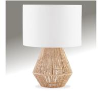 TecTake® Lampada Da Tavolo, Lampada Da Scrivania, Lampade da Comodino In Juta, Abat Jour con accenti Luminosi Stile Boho, 60W, E27, Paralume Struttura in Acciaio, Base In Cemento - Ø 32 x 45 cm