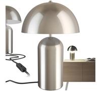 TecTake® Lampada da Tavolo Retrò, Lampada Comodino Design Classico in Acciaio, Lampada da Tavolo Vintage con Illuminazione Indiretta, 40W, Ideale per Comodino e Scrivania - Nichel Opaco