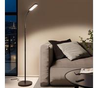 TecTake® Lampada da Terra LED 12W, Piantana LED con Luce da Lettura Integrata, Arco Flessibile, Dimmerabile, Temperatura Colore Regolabile, Pannello Touch, Telecomando Magnetico - Nero