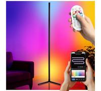 tectake® Lampada da terra, LED RGBIC, 145 cm, lampada da tavolo, piantana dimmerabile 16 mil di Colori e 200 modalità luce, Synchro Musicale, compatibile Alexa Google Home tramite app Tuya