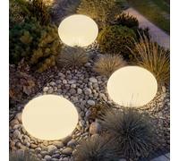 tectake® Lampada da terra Sfera LED, luce RGB da esterno e interno, telecomando, 16 colori, 1200 lumen, IP44 water proof, polietilene, luci giardino arredo esterno, piedini - M - Ø 35 x 27,5 cm