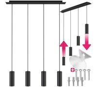 TecTake® Lampadario Sospensione Industriale, Lampadario Soffitto 4 Fiamme, Paralumi in Acciaio, Lampada Sospensione Regolabile Moderna, Ideale per Soggiorno e Camera da Letto