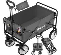 tectake® Leon Carrello Pieghevole con Freni, Maniglia Telescopica, Ruote Portatutto, da Giardino, Portaoggetti - Grigio/Nero