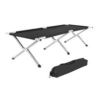 tectake® Lettino da Campeggio in Alluminio, Letto Pieghevole Portatile, Lettino Mare con Borsa, Letto Pieghevole da Esterno, Robusto, Portata Fino a 150 kg, Camping, Spiaggia, Piscina - Nero