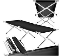 TecTake® Lettino da Campeggio, Lettino Pieghevole Portatile, Lettino Mare con Borsa, Letto Pieghevole da Esterno, Robusto, Portata Fino a 150 kg, Camping, Spiaggia, Piscina - Nero