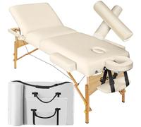 TecTake® Lettino da Massaggio Somwang con Rulli, Pieghevole, Regolabile, Portatile, con Borsa da trasporto Inclusa, Cuscini Posturali, Capacità di Carico 250kg - Beige