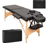TecTake® Lettino Massaggi Portatile 2 Zone, Pieghevole, Poggiatesta Rimovibile, Rivestimento Idrorepellente, Bracciolo Comodo, Pulizia Igienica Facile, Estetista, Max 210x95x84cm, Peso 14kg - Nero