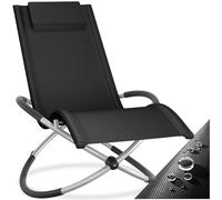 TecTake® Lettino Paulina, Ergonomico, Pieghevole, Con Cuscino, Traspirante, Sicuro Anti-Ribaltamento, Portata 150kg, Lettino Giardino per Esterno, Sdraio Basculante, Ideale per Relax - Nero