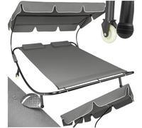 TecTake® Lettino Prendisole Doppio con 2 Cuscini da Esterno, Robusto Telaio in Metallo, Comode Rotelle, Tenda da Sole Pieghevole, Resistente agli Agenti Atmosferici - Nero/Grigio