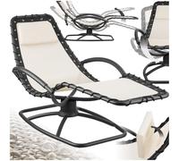 TecTake® lettino prendisole ergonomico da giardino, sedia a sdraio reclinabile, poltrona a dondolo da esterno, lettino relax con poggiatesta, textilene traspirante, terrazzo, balcone - Beige
