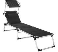 tectake® Lettino Prendisole, Poggiatesta, Lettino pieghevole, Sdraio da Mare, Spiaggia, Giardino. Mare, Lettino in Alluminio, Sole, Resistente alle Intemperie, 6 Posizioni - Nero