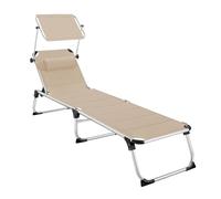 TecTake® Lettino Prendisole, Poggiatesta, Lettino pieghevole, Sdraio da Mare, Spiaggia, Giardino. Mare, Lettino in Alluminio, Sole, Resistente alle Intemperie, 6 Posizioni - Beige