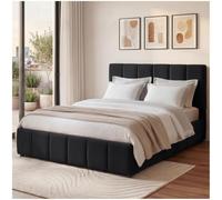 tectake® Letto Imbottito 120x200 cm, Letto e Rete a Doghe, Struttura in Legno e Acciaio, Portata 250 kg, Piedini in Plastica, Materasso non incluso, Arredo Casa, Camera - Teddy cream