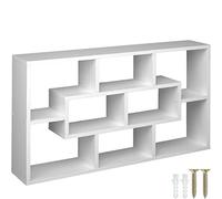 tectake® Libreria 85x16x48cm, Libreria Verticale, Mensole da Muro, Mensole da Parete Porta Libri, 8 Scaffali Salvaspazio per Libri, Piante, Foto, Arredamento Casa, Soggiorno, Camera da letto - Bianco
