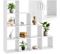 TecTake® Libreria Moderna con 10 Scomparti, Design a Cubo, Protezione Ribaltamento, Angolari Solidi, Stabilità 100%, Antiscivolo, Montaggio Rapido - Bianco