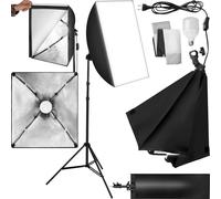 tectake® Luci da Studio Fotografico, Set Fotografico Portatile, Luci per Foto, 1 Stativo per Luci, 1 Lampada, 1 Softbox, 1 Borsa per Trasporto - Nero