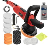 tectake® Lucidatrice Orbitale Eccentrica per Auto, Lucidatura Carrozzeria, Rimozione Graffi Auto, Kit Spugne e Dischi Inclusi, Velocità Regolabile a 6 Livelli - 16 Pezzi Incluso Prodotto Lucidatura