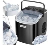 tectake® Macchina per il Ghiaccio, con Serbatoio da 1,2 litri, 2 Dimensioni di Cubetti Selezionabili, Struttura in Acciaio, Autopulizia, Macchina Ghiaccio, Piccoli Elettrodomestici - Nero