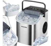 tectake® Macchina per il Ghiaccio, con Serbatoio da 1,2 litri, 2 Dimensioni di Cubetti Selezionabili, Struttura in Acciaio, Autopulizia, Macchina Ghiaccio, Piccoli Elettrodomestici - Argento