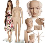 tectake® Manichino da vetrina, braccia mobili, testa girevole, base in vetro attacco al polpaccio, postura, Busto Da Sarta, taglia e cuci, Sartoria, Manichino Sartoriale Regolabile, Negozio -Donna