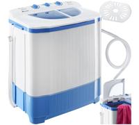 tectake® Mini Lavatrice con Centrifuga Mulifunzione 2 in 1, Lavatrice Portatile da 4,5 kg, Lavabiancheria portatile con Timer, 2 Funzioni di Lavaggio, Ideale per Campeggio o Piccoli Ambienti - Bianco
