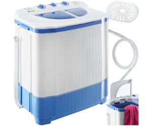 tectake® Mini Lavatrice con Centrifuga Mulifunzione 2 in 1, Lavatrice Portatile da 4,5 kg, Lavabiancheria portatile con Timer, 2 Funzioni di Lavaggio, Ideale per Campeggio o Piccoli Ambienti - Bianco