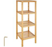 tectake® Mobiletto Bagno Salvaspazio 33x33x97 cm, Scaffale Organizer Bagno con 4 Ripiani, Scaffale Salvaspazio in Bambu per Bagnoschiuma, Trucchi, Asciugamani o Piante, Ideale per Casa o Ufficio