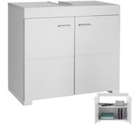 TecTake® Mobiletto Sottolavabo Bagno, 2 Ripiani Spaziosi, Mobile da Bagno con Ante e Maniglie in Metallo, Mobile per Bagno dal Design Moderno, Capacità di Carico 35 kg - Bianco