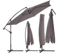 tectake® Ombrellone da Esterno con Robusta Struttura di Sostegno, Inclinabile, Idrorepellente, Resistente ai Raggi UV, Custodia Ombrellone da Giardino Inclusa - Grigio