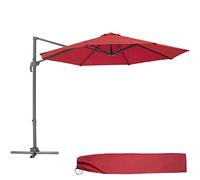 tectake® Ombrellone da Giardino con Palo Laterale in Alluminio, Ombrellone da Esterno Girevole, 6 Gradi di Inclinazione, Resistente ai Raggi UV, Idrorepellente, Ø 300 cm - Rosso Vino