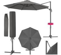 TecTake® Ombrellone da Giardino con Palo Laterale in Alluminio, Ombrellone da Esterno Girevole, 6 Gradi di Inclinazione, Resistente ai Raggi UV, Idrorepellente, Ø 300 cm - Grigio