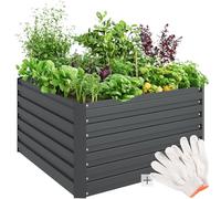 TecTake® Orto Rialzato, 540l, Zincato, 100x100x56 cm, Struttura in Acciaio Zincato, Base Aperta, Perfetto per Verdure, Erbe Aromatiche e Fiori, Montaggio Rapido, Alta Stabilità, Giardino Rialzato