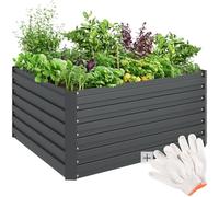 TecTake® Orto Rialzato, 650l, Zincato, 120 x 100 x 56 cm, Struttura in Acciaio Zincato, Base Aperta, Perfetto per Verdure, Erbe Aromatiche e Fiori, Montaggio Rapido, Alta Stabilità, Giardino Rialzato