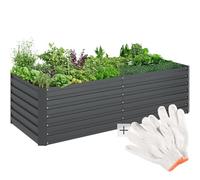 TecTake® Orto Rialzato, 880l, Zincato, 200 x 80 x 56 cm, Struttura in Acciaio Zincato, Base Aperta, Perfetto per Verdure, Erbe Aromatiche e Fiori, Montaggio Rapido, Alta Stabilità, Giardino Rialzato