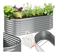TecTake® Orto Rialzato, 942l, Zincato, 200 x 100 x 60 cm, Struttura in Acciaio Zincato, Base Aperta, Perfetto per Verdure, Erbe Aromatiche e Fiori, Montaggio Rapido, Alta Stabilità, Giardino Rialzato