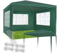 tectake® Tendone per Feste, Padiglione Gazebo Esterno Resistente con 3 Pezzi Laterali, Gazebo da Esterno con Finestre, Gazebo Impermeabile, Resistente ai Raggi UV, 300 x 300 x 250 cm - Verde