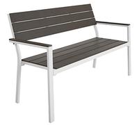 TecTake® Panca da Giardino con Telaio in Alluminio, Comoda Panchina da Esterno 2 Posti, Panca con Schienale, Resistente agli Agenti Atmosferici, 128 x 59 x 88 cm - Grigio Chiaro/Bianco