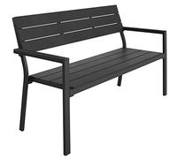 tectake Panca da giardino Line da 2 posti con telaio in alluminio 128 x 59 x 88 cm - grigio scuro - 403546 - grigio metallo 403546